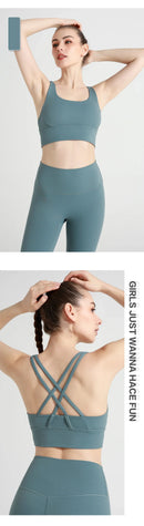 Novo verão sexy sutiãs esportivos mulheres colete de fitness esportes topo cruz volta yoga sutiã correndo fitness respirável à prova de choque sutiã de yoga