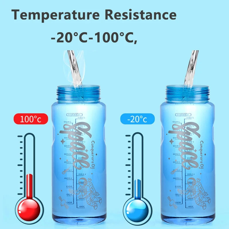 Garrafa de água esportiva de grande capacidade, 2l, 3l, com filtro, copo de água de plástico ecológico, portátil, garrafa de bebida fitness, chaleira sem bpa