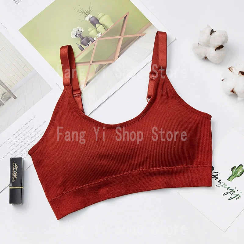 Sutiã sem costura feminino copo cheio sutiã respirável conforto respirável sutiã de sono correndo fitness sutiã esportivo suspensórios