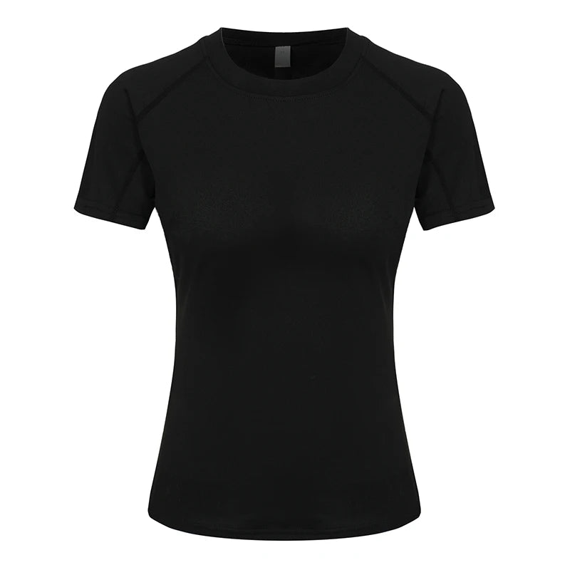 Camisa de compressão feminina manga curta atlético yoga correndo camiseta verão ginásio treino secagem rápida elástico camisetas topos baselayer