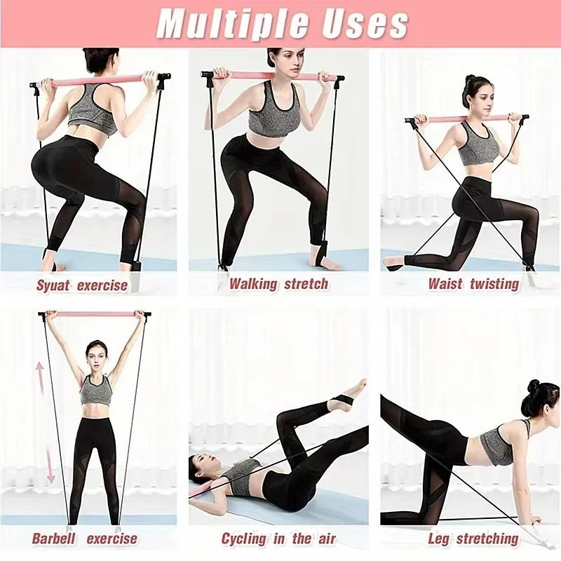 Kit de pilates com faixas de resistência, pilates de ioga multifuncional, kit de resistência portátil para academia em casa, exercícios de corpo inteiro
