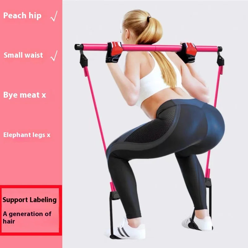 Vara de pilates multifuncional, equipamento fitness para ioga, pilates, elasticidade doméstica, treinamento de quadril, corda de puxar