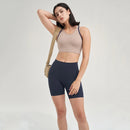 SOISOU Shorts femininos de nylon, academia, yoga, leggings, cintura alta, elástico, apertado, respirável, sem linhas estranho, shorts de ciclismo femininos