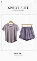 Drur 2 pçs conjunto de ginásio feminino verão roupas esportivas 2 peça manga curta camisa esportiva shorts define jogging terno feminino agasalho novo