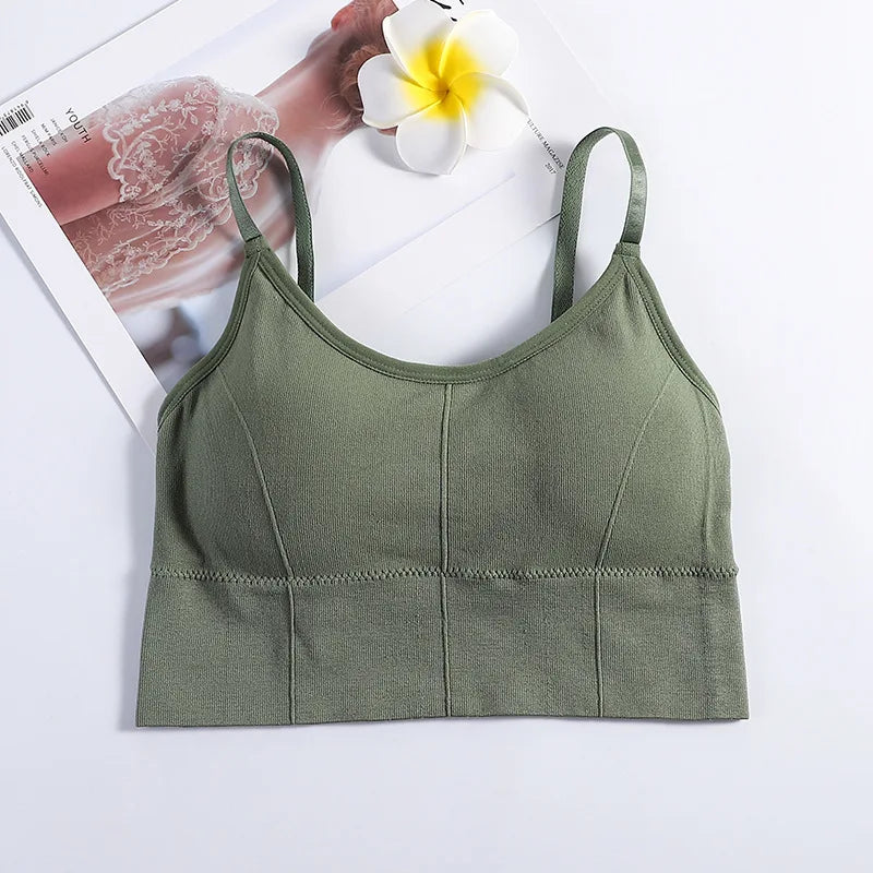 Sem costas roupas esportivas mulher ginásio sutiã esportivo sem costura roupa interior das mulheres alça de ombro ajustável interior acolchoado yoga colete bralette