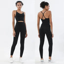 Conjunto de sutiã e leggings esportivos de 2 peças para mulheres, roupas para academia, sentimento nu, conjunto de fitness feminino, roupas para exercícios