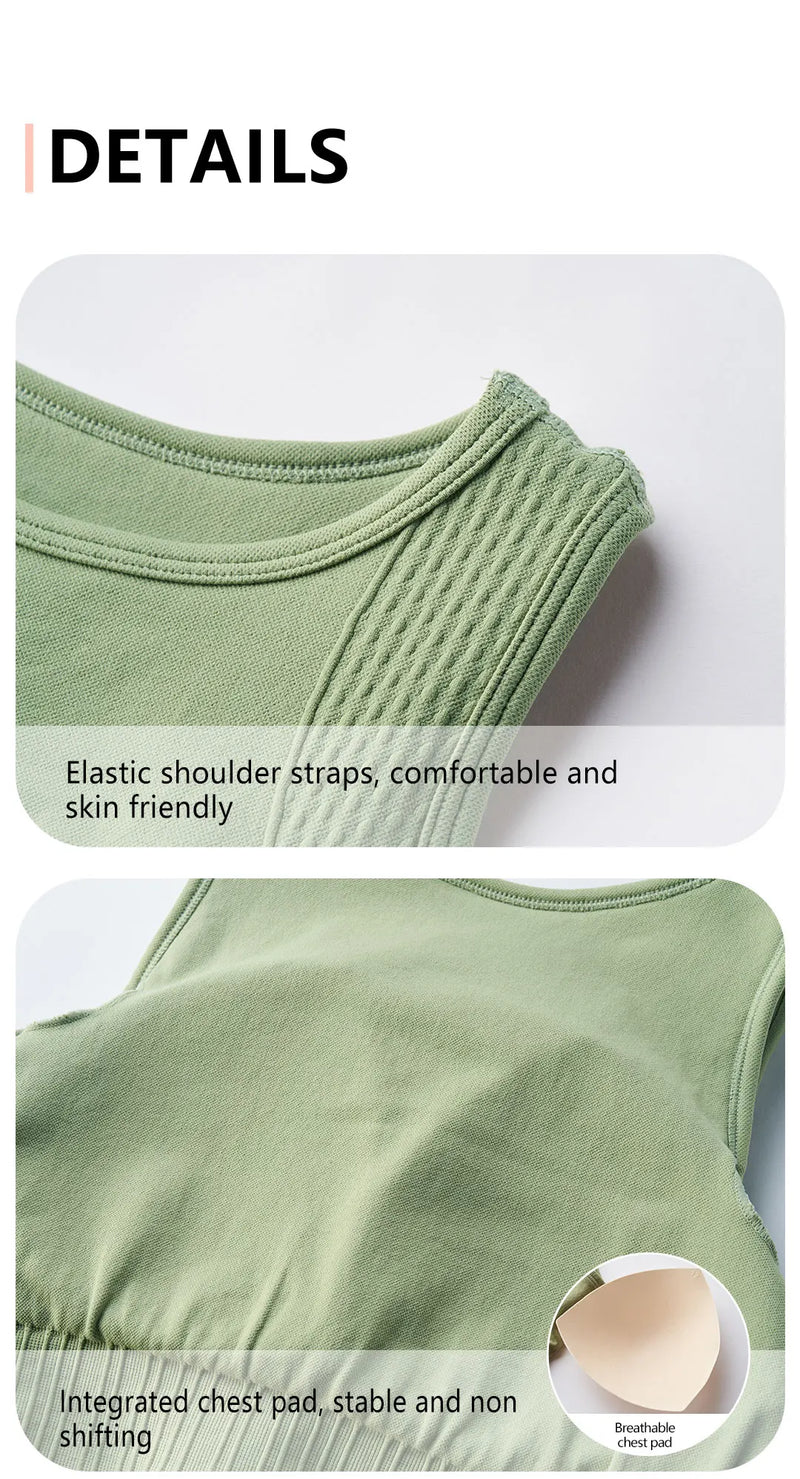 Conjunto de roupas de yoga feminino cintura alta leggings e topo duas peças sem costura roupas de exercício de fitness roupa interior de fitness plus size