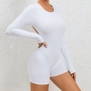 2025 conjunto de yoga sem costas macacão de uma peça curto feminino fitness ginásio macacão manga longa roupas de treino para mulher roupas esportivas