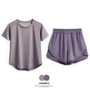Drur 2 pçs conjunto de ginásio feminino verão roupas esportivas 2 peça manga curta camisa esportiva shorts define jogging terno feminino agasalho novo