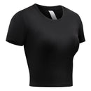 Camisa de compressão feminina manga curta atlético yoga correndo camiseta verão ginásio treino secagem rápida elástico camisetas topos baselayer