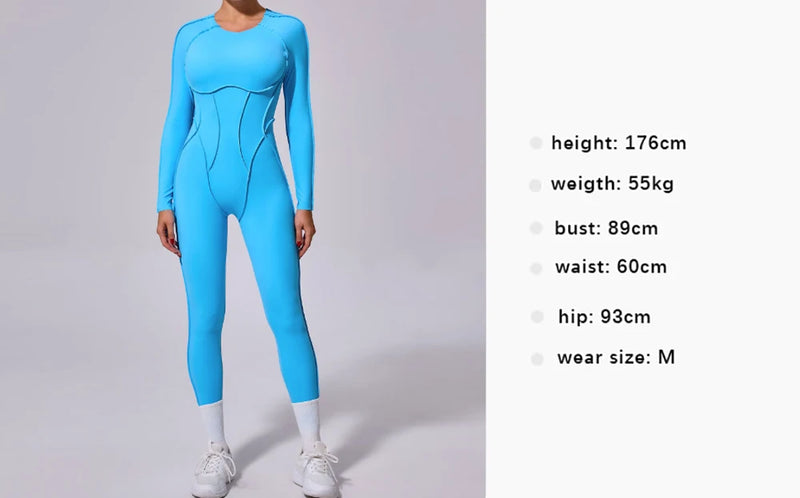 Macacão de yoga de uma peça feminino conjunto de manga comprida secagem rápida terno de yoga ginásio terno de treinamento roupas esportivas bodysuits feminino conjunto de fitness