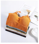 Sem costas roupas esportivas mulher ginásio sutiã esportivo sem costura roupa interior das mulheres alça de ombro ajustável interior acolchoado yoga colete bralette