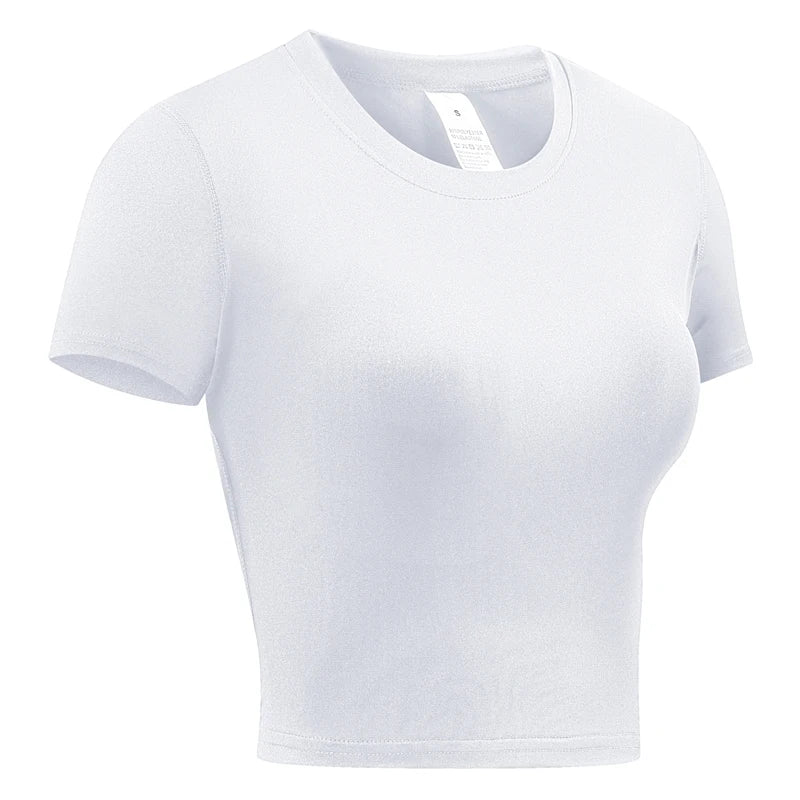 Camisa de compressão feminina manga curta atlético yoga correndo camiseta verão ginásio treino secagem rápida elástico camisetas topos baselayer