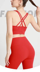 Novo verão sexy sutiãs esportivos mulheres colete de fitness esportes topo cruz volta yoga sutiã correndo fitness respirável à prova de choque sutiã de yoga