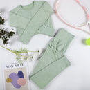 Chrleisure 2 pçs lavagem yoga terno sem costura roupa de treino esportes topo com levantamento de bunda ginásio ruched collants elástico activewear