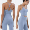 Conjunto de sutiã e leggings esportivos de 2 peças para mulheres, roupas para academia, sentimento nu, conjunto de fitness feminino, roupas para exercícios