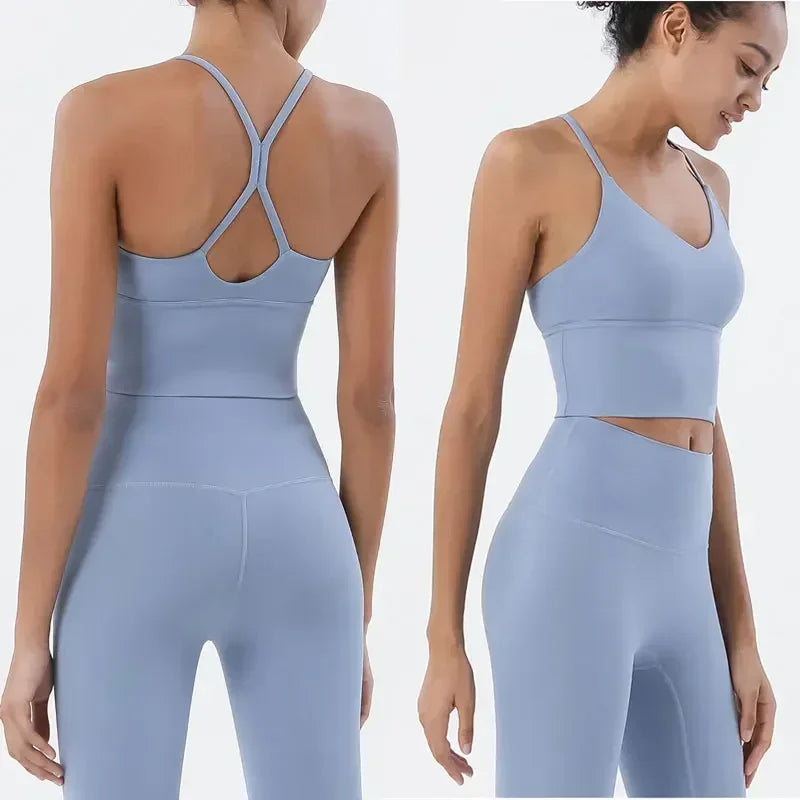 Conjunto de sutiã e leggings esportivos de 2 peças para mulheres, roupas para academia, sentimento nu, conjunto de fitness feminino, roupas para exercícios