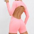 2025 conjunto de yoga sem costas macacão de uma peça curto feminino fitness ginásio macacão manga longa roupas de treino para mulher roupas esportivas