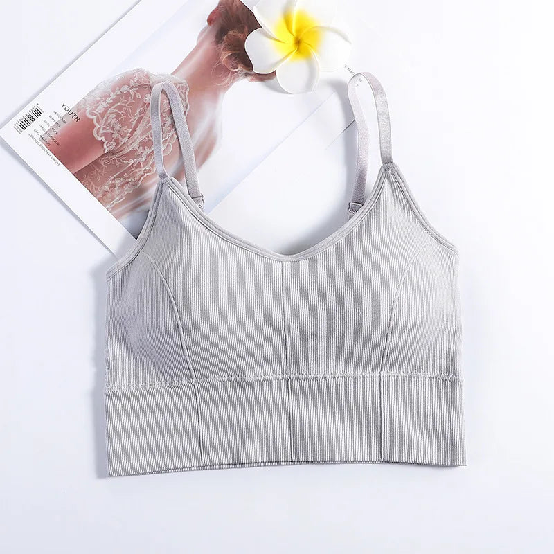 Sem costas roupas esportivas mulher ginásio sutiã esportivo sem costura roupa interior das mulheres alça de ombro ajustável interior acolchoado yoga colete bralette