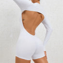 2025 conjunto de yoga sem costas macacão de uma peça curto feminino fitness ginásio macacão manga longa roupas de treino para mulher roupas esportivas