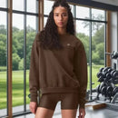 Al yoga topo accolade tripulação pescoço pulôver confortável simplicidade cor sólida tripulação-pescoço pulôver de manga comprida com capuz ginásio topos