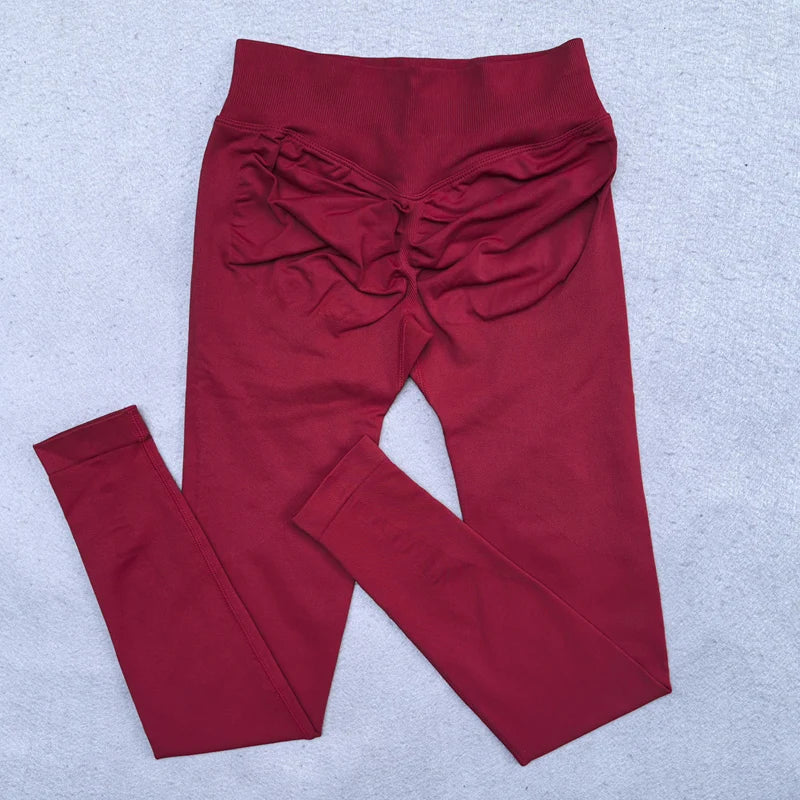 Leggings mulheres scrunch sem costura yoga leggings ginásio calças esportivas baixa faixa com nervuras alta estiramento roupa de fitness treino collants