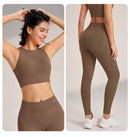 Conjunto de roupas de yoga feminino cintura alta leggings e topo duas peças sem costura roupas de exercício de fitness roupa interior de fitness plus size