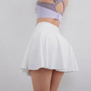 Saia de yoga enrugada feminina verão cintura alta bolso saia esportiva cor sólida treinamento corrida secagem rápida tênis saia