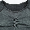 Chrleisure 2 pçs lavagem yoga terno sem costura roupa de treino esportes topo com levantamento de bunda ginásio ruched collants elástico activewear