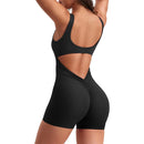 Roupas de ginástica femininas yoga sólido ruched sem costas sem mangas gola quadrada magro sexy macacão ropa deportiva mujer ginásio playsuits