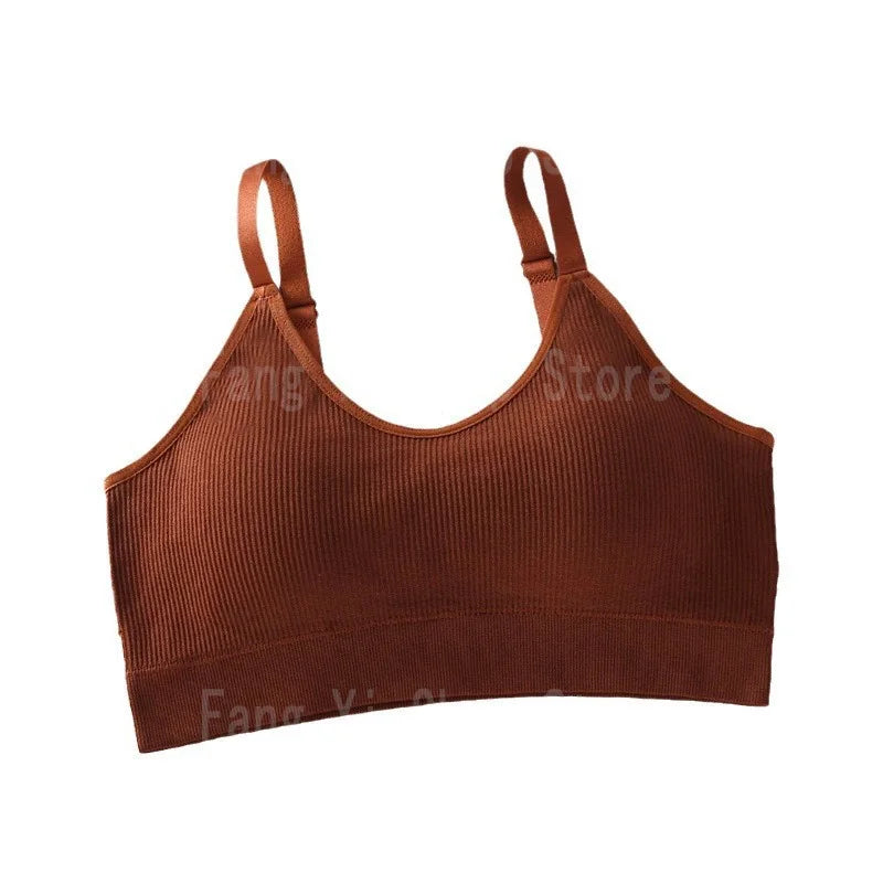 Sutiã sem costura feminino copo cheio sutiã respirável conforto respirável sutiã de sono correndo fitness sutiã esportivo suspensórios