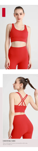 Novo verão sexy sutiãs esportivos mulheres colete de fitness esportes topo cruz volta yoga sutiã correndo fitness respirável à prova de choque sutiã de yoga