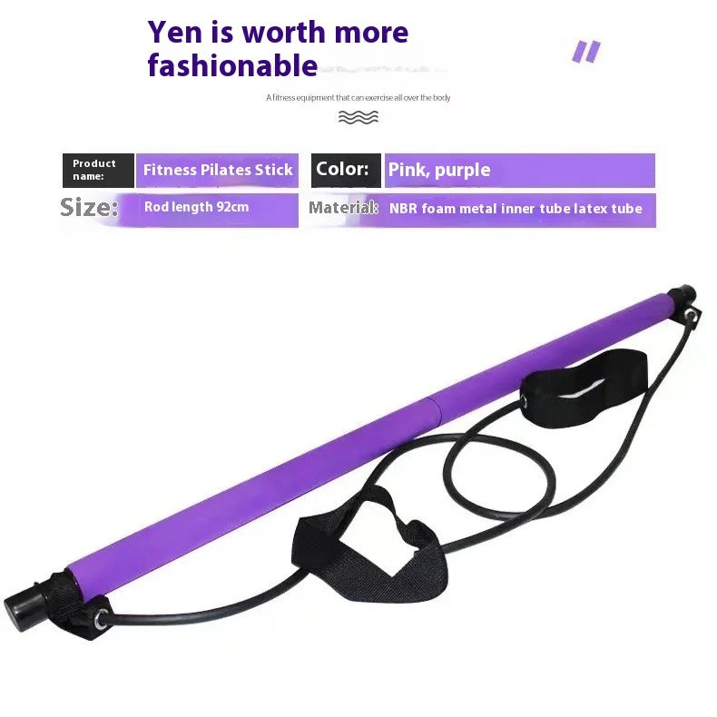 Vara de pilates multifuncional, equipamento fitness para ioga, pilates, elasticidade doméstica, treinamento de quadril, corda de puxar