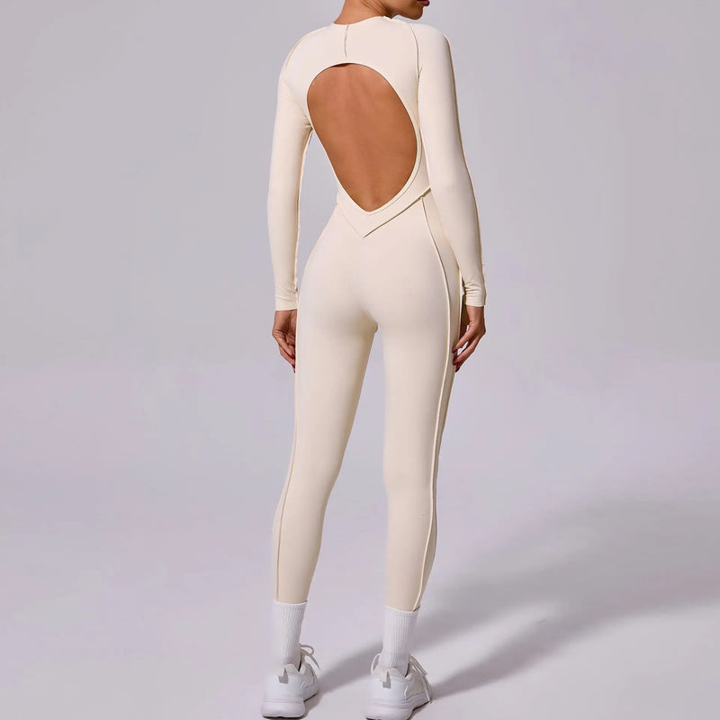 Macacão de yoga de uma peça feminino conjunto de manga comprida secagem rápida terno de yoga ginásio terno de treinamento roupas esportivas bodysuits feminino conjunto de fitness