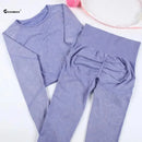 Chrleisure conjunto esportivo de lavagem para mulheres, sem costura, yoga, manga longa, fitness, com levantamento de bunda, leggings de treino, academia