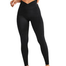 Leggings femininas treino cintura cruzada elástica bolha bunda fitness sem costura yoga esportes calças apertadas