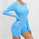 2025 conjunto de yoga sem costas macacão de uma peça curto feminino fitness ginásio macacão manga longa roupas de treino para mulher roupas esportivas