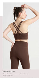 Novo verão sexy sutiãs esportivos mulheres colete de fitness esportes topo cruz volta yoga sutiã correndo fitness respirável à prova de choque sutiã de yoga