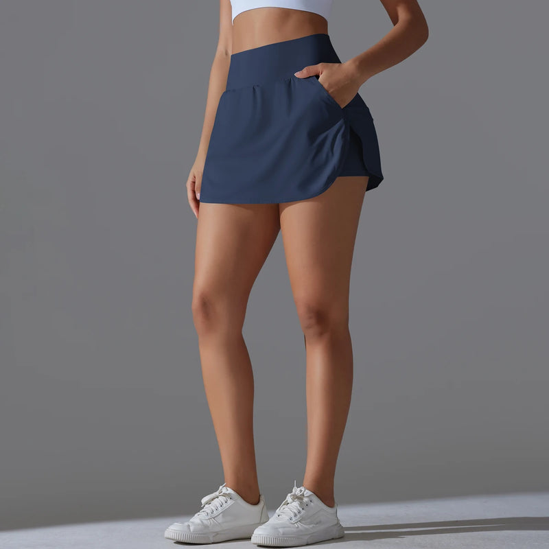 Esportes ao ar livre yoga saia badminton tênis saia de cintura alta respirável suor saia ativo atlético yoga fitness saia curta