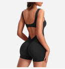 Roupas de ginástica femininas yoga sólido ruched sem costas sem mangas gola quadrada magro sexy macacão ropa deportiva mujer ginásio playsuits