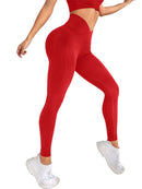 Leggings femininas treino cintura cruzada elástica bolha bunda fitness sem costura yoga esportes calças apertadas