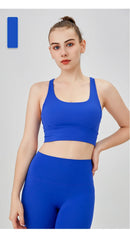 Novo verão sexy sutiãs esportivos mulheres colete de fitness esportes topo cruz volta yoga sutiã correndo fitness respirável à prova de choque sutiã de yoga