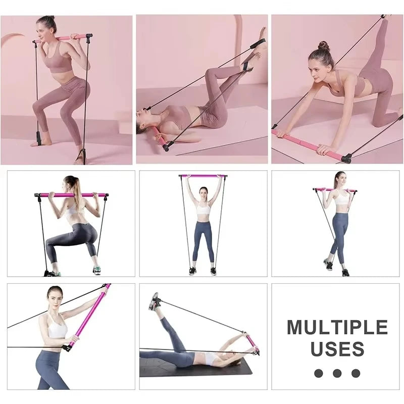 Kit de pilates com faixas de resistência, pilates de ioga multifuncional, kit de resistência portátil para academia em casa, exercícios de corpo inteiro