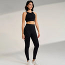 Conjunto de roupas de yoga feminino cintura alta leggings e topo duas peças sem costura roupas de exercício de fitness roupa interior de fitness plus size
