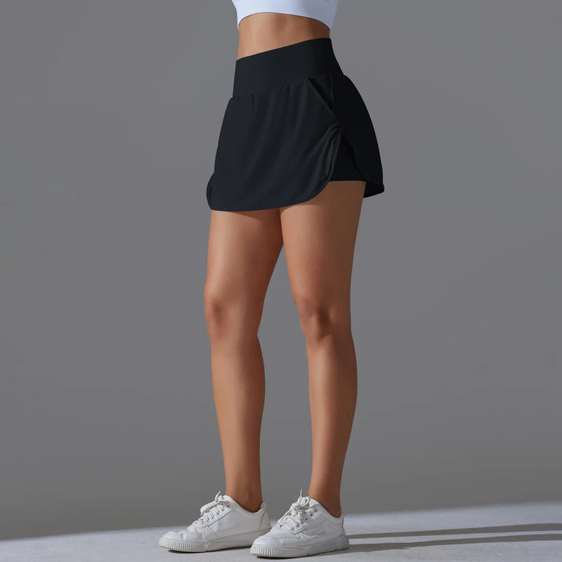 Esportes ao ar livre yoga saia badminton tênis saia de cintura alta respirável suor saia ativo atlético yoga fitness saia curta