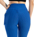 Moda feminina bolso bolha calças elásticas magro leggings ginásio correndo ciclismo calças de fitness cintura alta hip lift leggings feminino