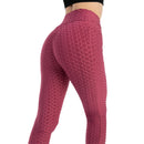 Moda feminina bolso bolha calças elásticas magro leggings ginásio correndo ciclismo calças de fitness cintura alta hip lift leggings feminino