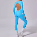 Macacão de yoga de uma peça feminino conjunto de manga comprida secagem rápida terno de yoga ginásio terno de treinamento roupas esportivas bodysuits feminino conjunto de fitness