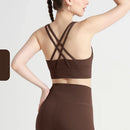 Novo verão sexy sutiãs esportivos mulheres colete de fitness esportes topo cruz volta yoga sutiã correndo fitness respirável à prova de choque sutiã de yoga