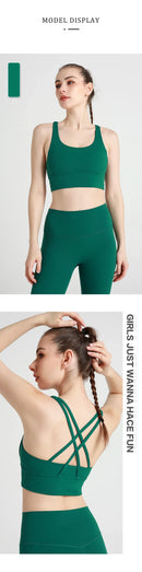 Novo verão sexy sutiãs esportivos mulheres colete de fitness esportes topo cruz volta yoga sutiã correndo fitness respirável à prova de choque sutiã de yoga